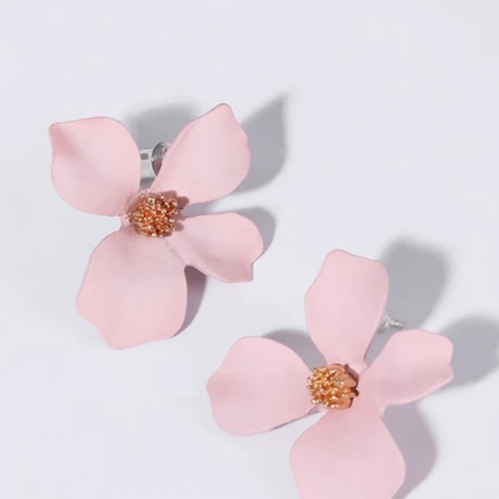 Pink flower earrings